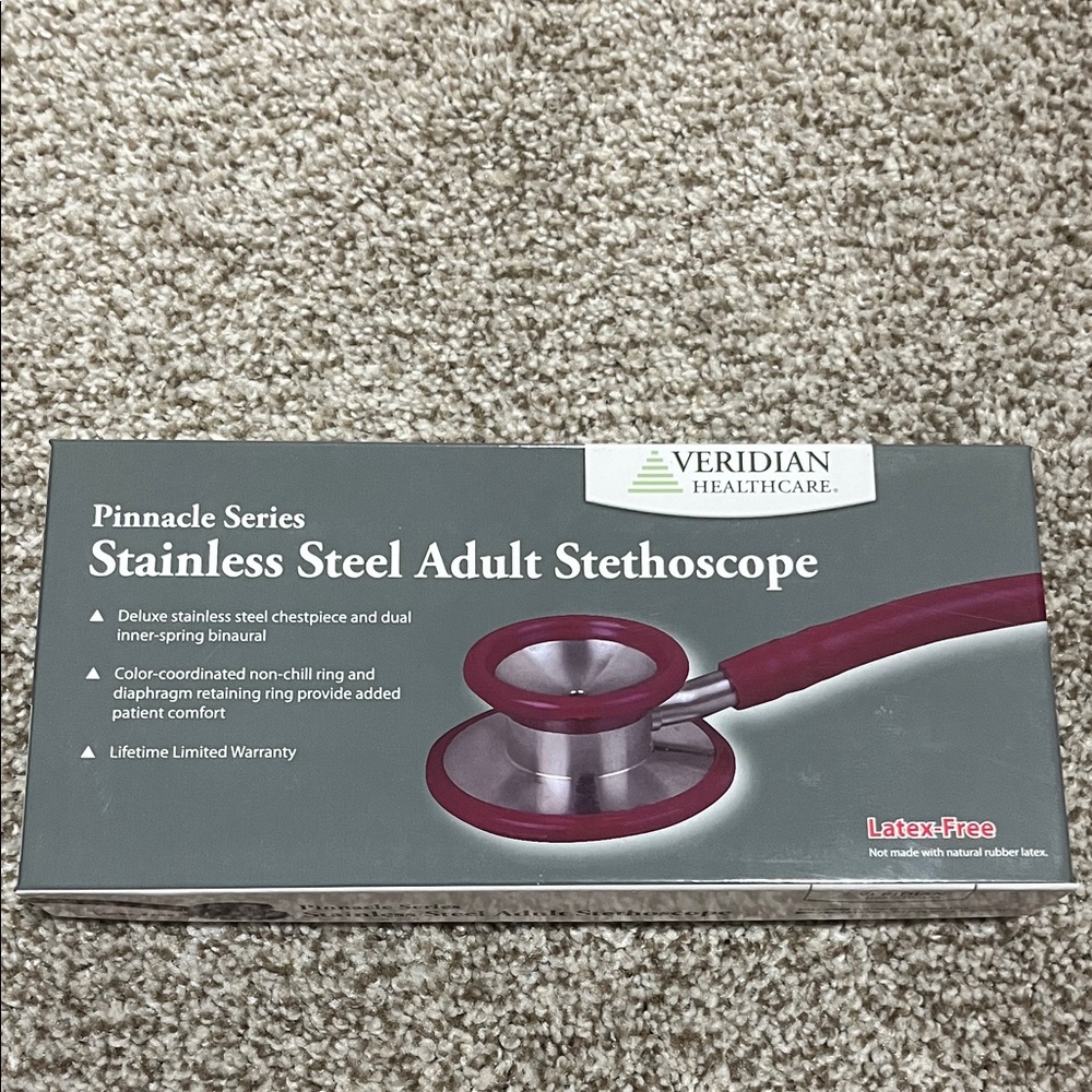 Veridian Stainless Steel Adult Stethoscope - Red